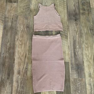 Ribbed 2 piece set crop top midi dress